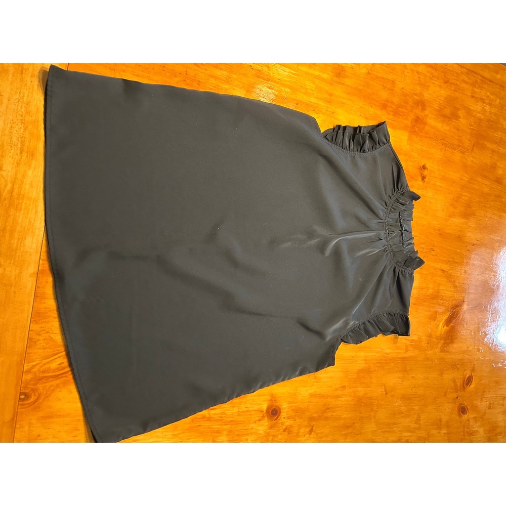 Black Ruffle High Neck Sleeveless Blouse Keyhole Back Top Womens Large - Picture 5 of 13